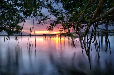 Sunset on the Banana River lagoon