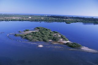 Aerial photo of Pelican Island on Indian River lagoon